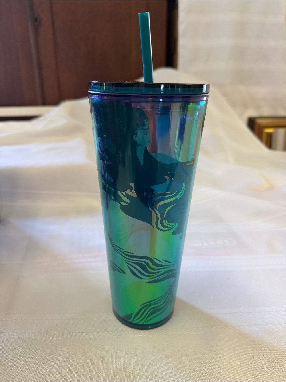 Starbucks Iridescent Green Mermaid Tumbler with Straw